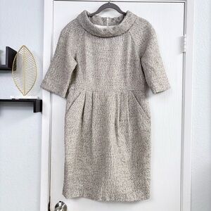 Michael Kors Cream Textured Roll Neck 3/4 Sleeve Mini Dress Size 10